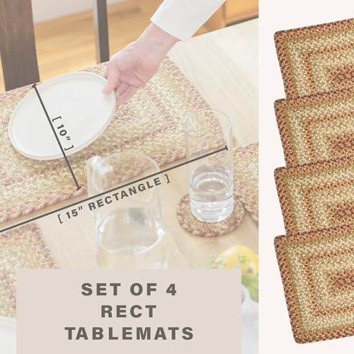 Homespice Harvest Jute Braided Table Mats, Rect 10x15 Set of 4 - color: Harvest