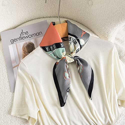 100% Mulberry Silk Scarf - 25.6" Square Neckerchief & Headscarf Gift Packed - color: Black Border