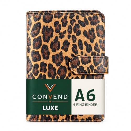 Convend A6/A5 Refillable 6 Ring Faux Leather Binder Cover (Leopard) - color: Leopard Texture, size: Luxe-A6