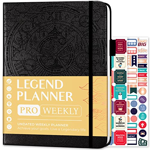 Legend Planner PRO Weekly & Monthly, Large Undated, 7”x10”, Black - color: Black, Debossed