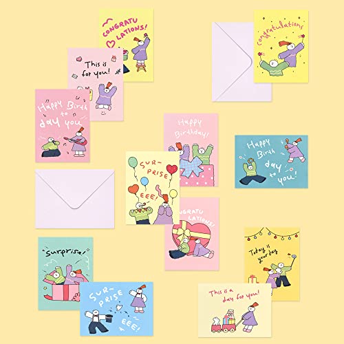 Monolike Day-by-day Card, Olly Molly Birthday - Mix 36 Mini Single cards, 36 envelopes, 36 stickers Package - color: Olly Molly Birthday