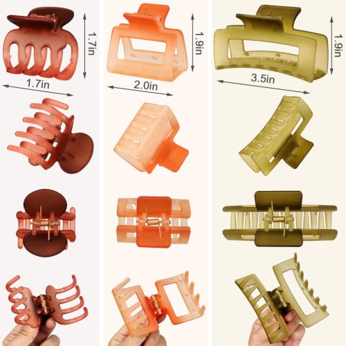 SMKSL 12 Pcs Hair Claw Clips for Women & Girls 3 Styles Hair Accessories - color: Earthy Ombre