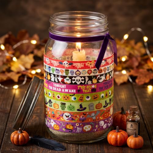 Bomichi 18 Rolls Halloween Thin Decorative Scrapbook Washi Tape Set - color: Halloween Tape