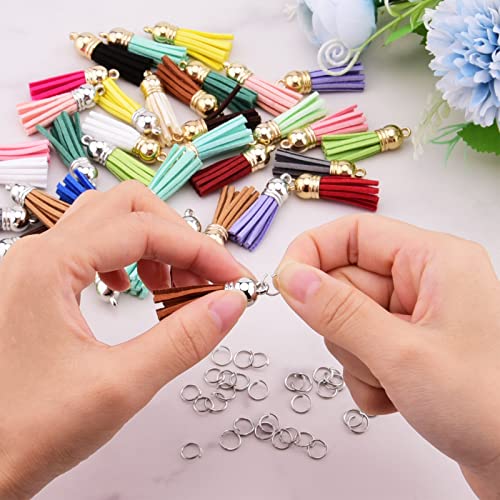 Hapeper 80 Pieces Leather Tassel Keychain Tassels Pendants Charm Tassel for DIY Crafts, Jewelry Making (1-1/2 Inch) - size: 1-1/2 Inch