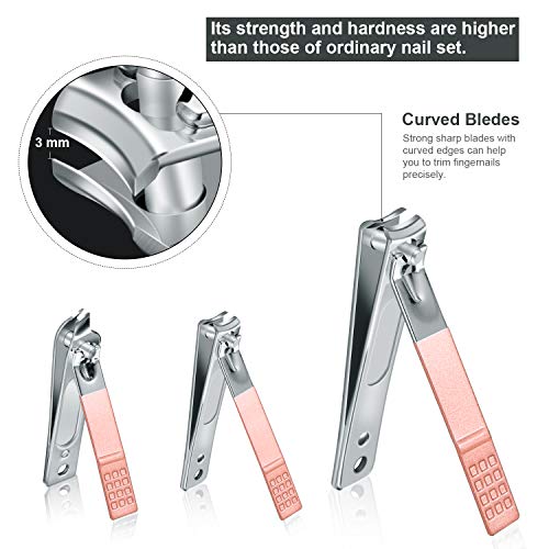 Manicure Set, Travel Mini Nail Clippers Kit Pedicure Care Tools, 10pcs Stainless Steel Grooming kit (Pink) - color: Pink