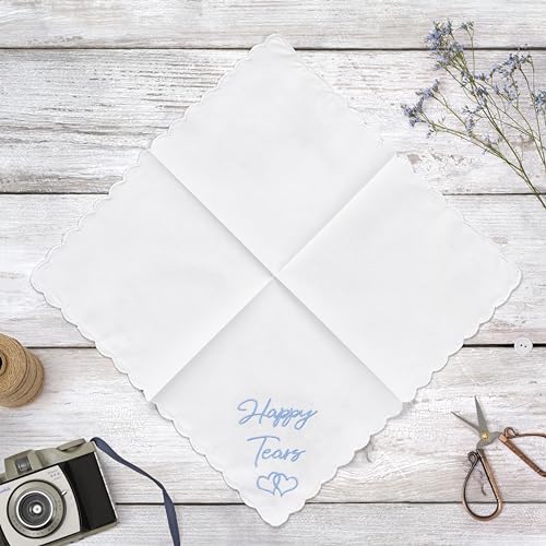 Happy Tears Wedding Handkerchief Something Blue Gift for Bride - color: Happy Tears X 6 (Clear)