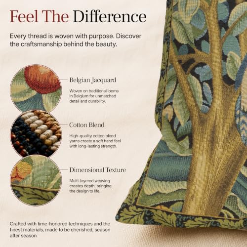 William Morris Woodpecker Right Tapestry Throw Pillow Cover 18 x 18 in - color: Black Woodpecker