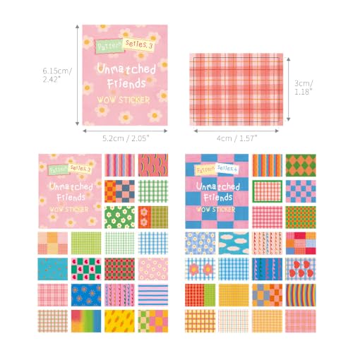 Monolike Wow Sticker Unmatched Friends Pattern Series.3 + Series.4 Set - Mini Size Cute Stickers, Square Stickers - color: Unmatched Friends Pattern Wow Series.3 + Series.4