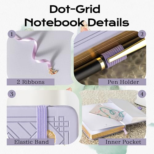 TIEFOSSI A5 Dotted Journal Notebook 190 Pages for Women & Men - color: Light Purple, size: A5-Dotted