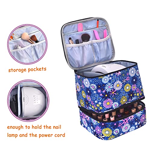 Upgraded Nail Polish Organizer Case - Holds 30 Bottles and 1 Nail Light, Double-layer Nail Bag Organizer Case Nail Polish Storage Bag with Handles (Style B-Flower) - color: Style B-Flower