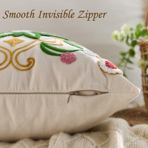 Embroidered Floral Throw Pillow Cover 18x18 Set of 1 Green Yellow - color: Green Yellow, size: 18" x 18" (Pack of 1)