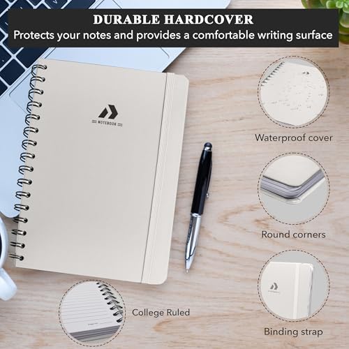 Nextnoid A5 Lined Spiral Notebook - 170 Pages, College Ruled, Beige - color: d-Beige