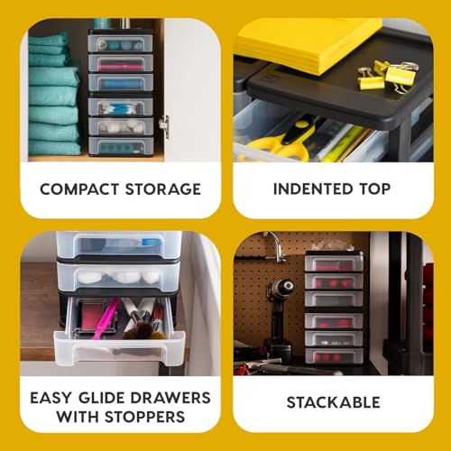 IRIS USA 2-Pack, 3-Drawer Small Plastic Stacking Desktop Organizer, Black - color: Black, style: Small - 2 Pack