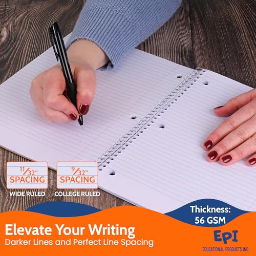 EPI Spiral Notebook | Wide - 70 Sheets, Durable Spiral Binding | 10.5 x 8 in | Classroom Supplies | School, Office, Note Taking, Journaling - 3 Pack - color: Red, size: 3