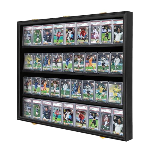 36 Graded Sports Card wall-Mounted Display case for Shows, Black - size: 36 Card - Black - Horizontal