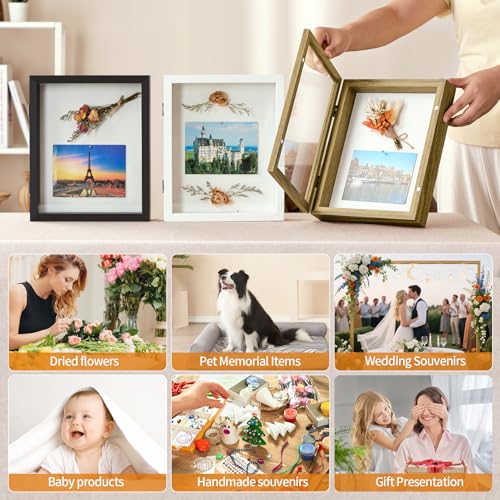 8x10 Brown Deep Shadow Box Picture Frame with HD Clear Glass - color: Brown, size: 8x10