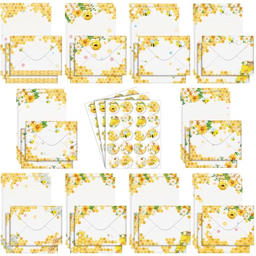 TaoBary 160 Pcs Bee Stationery Paper and Envelopes Set, 5.5 x 8.25'' - size: 8.25 x5.5 Inch, style: Bee