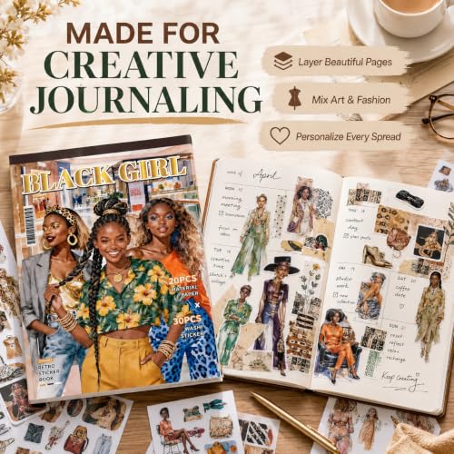 Black Girl Sticker Book - Aesthetic Scrapbook Supplies for Journaling, Planners, Laptops, Water Bottles, Phone Cases & DIY Craft Gifts - color: Girl