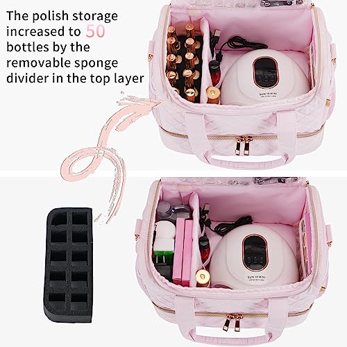 GR69N Nail Polish Organizer,Travel Nail Bag Organizer Case - color: Light Pink