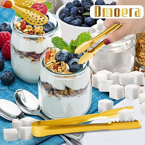 12 Pack Gold Premium Small Serving Tongs, Dmoera Mini Stainless Steel Appetizer Tongs, 5 Inch(12.7cm) - size: 5.1 inch