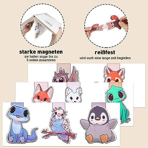 Cute Magnetic Bookmarks, Animals Book Page Markers, Book Marks for Kids Book Lovers Students Teachers Reading