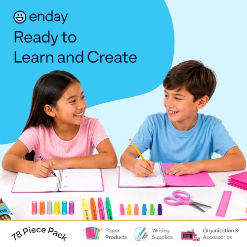 Enday Back to School Supplies for Kids, School Supply Grades K-5 - color: Pink, size: 1 Kit