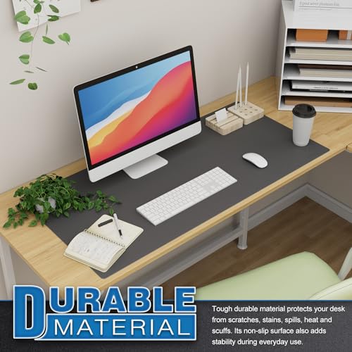 K KNODEL Extra Large Desk Mat, Leather Mouse Pad (35.4"x17", Dark Gray) - color: Dark Gray, size: 35.4" x 17"
