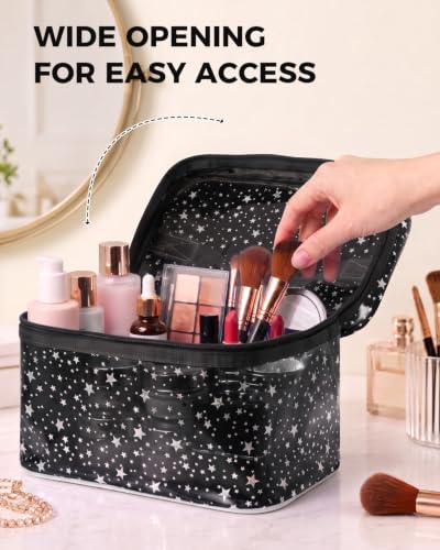 Star Clear Makeup Bag, Waterproof Travel Cosmetic Bag Toiletry bag,Black - color: Black