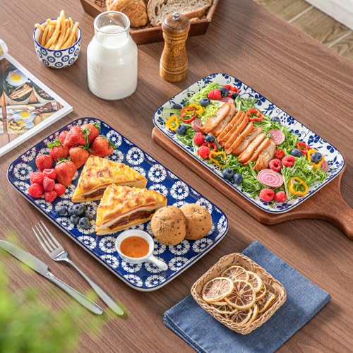 vancasso SELENE Ceramic Serving Platters Set of 3, 16/14/12 Inch - color: Vintage Blue B