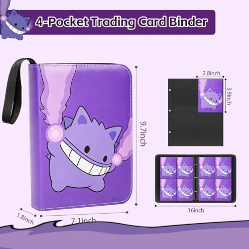 4 Pocket Purple Trading Card Binder, 3-Ring Card Album - color: Purple, size: Small