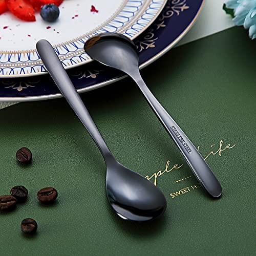 Black Demitasse Espresso Spoons, 5.5'' Mini Coffee Spoons, Set of 6, Stainless Steel, Dishwasher Safe - color: 4. Black