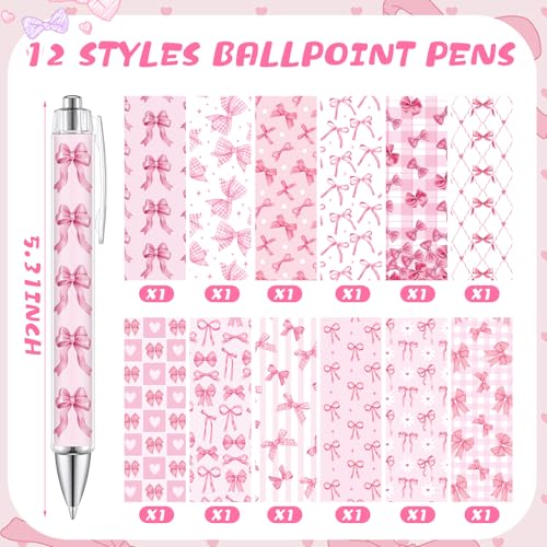 Dispowreath 24 Pcs Pink Bow Sticky Notes with Pens Coquette Gifts - style: Pink bow