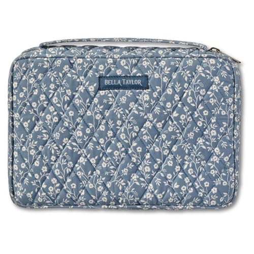 Bella Taylor Small Bible Cover, Quilted Bible Case, Heritage Blue Floral - color: Heritage Blue Floral, size: Small