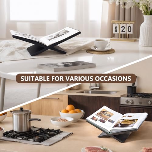 PUERSI Open Display Stand, Wooden Large Book Holder, Coffee Table Stand - color: Black