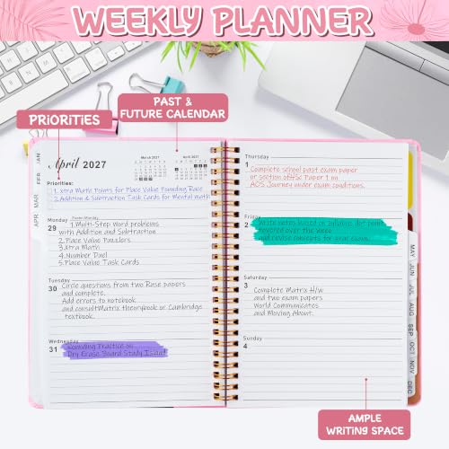 Xqumoi 2027 A5 Planner Wildflowers Sweary Weekly and Monthly Planner Gift - color: Pink Wildflower 2027, size: A5