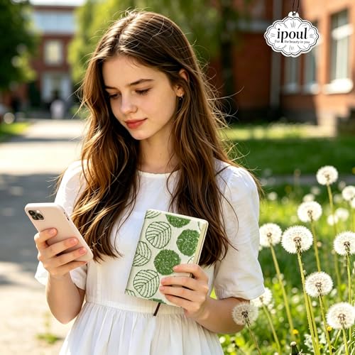 Pocket Notebook, A6 Journal, Small Embroidered Journal, Cute Fabric Notebook, Lay Flat Hardcover Journal, 4x6 Lined Notebook & Sketchbook, Personal Writing Journal for Women, White Leaf - color: A6-Leaf White