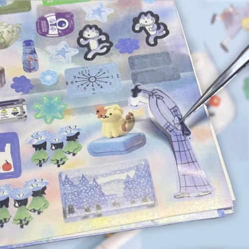20 Sheets INS Style Cute Cartoon Sticker Book – Kawaii Stickers for Journaling Junk Journal Scrapbooking Planner DIY Crafts Teens - color: Blue