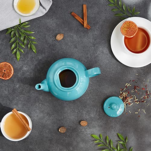 RSVP International Stoneware Teapot Collection, Microwave and Dishwasher Safe, 16 oz, Turquoise - color: Turquoise, size: 16 oz