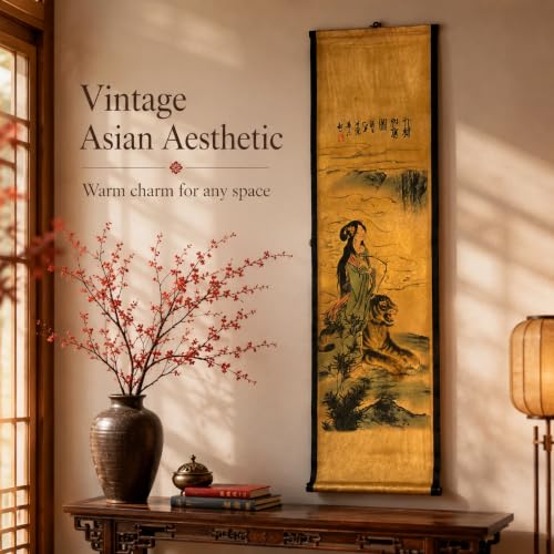 Wall Art Poster Prints Painting Scroll Decor Japanese Bamboo Tiger Lady - color: C2