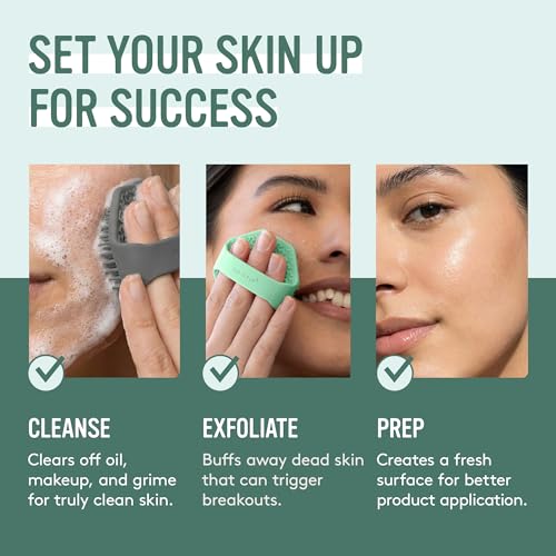 Sud Scrub® Antimicrobial Silicone Face Scrubber, 1 Pack, Gentle Face Exfoliator for Sensitive Skin, Eco Friendly Facial Cleansing Brush, Exfoliating Face Brush for Men and Women (Mint) - color: Mint