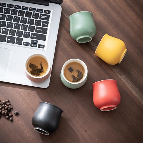 4-Oz Ceramic Espresso Cups Set - Multi-Color, Handle-Free Design for Home & Cafe | Dishwasher-Safe Stoneware Cups (black,2) - color: Black, size: 2