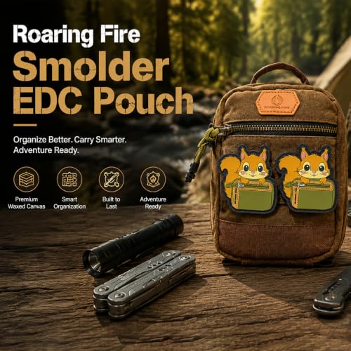 Roaring Fire Smolder Tactical EDC Organizer Pouch,Waxed Canvas Tool Bag