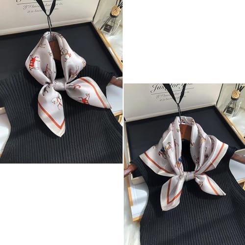 100% Mulberry Silk Neck Scarf for Women Square Neckerchief – 21 inch - color: Khaki