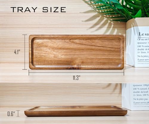 Small Wooden Narrow Tray (11.3 x 4.1 inch) Serving Tray - color: Rectangular - Brown, size: 11.3" x 4.1" x 0.6"