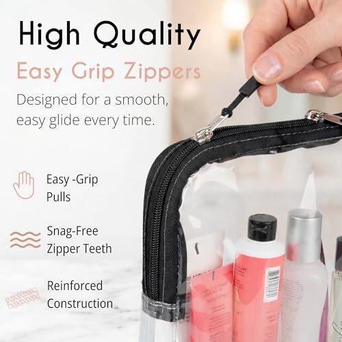 BORSALI TSA Approved Toiletry Bag, Black With Handle - color: Black with Handle