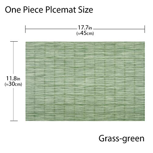 Woven Placemats Set of 4 Vinyl Heat-Resistant Table Mats Washable Kitchen Placemats for Dining Room (Grass Green) - color: Checkered: Green, size: 4 Placemats