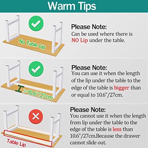 SVNNELP 2Pack Under Table Desk Drawer Storage Organizer Slide Out, Hidden Self-Adhesive Under Desktop Pencil Tray Drawer for Office,Classroom,Kitchen(S/white） - size: S
