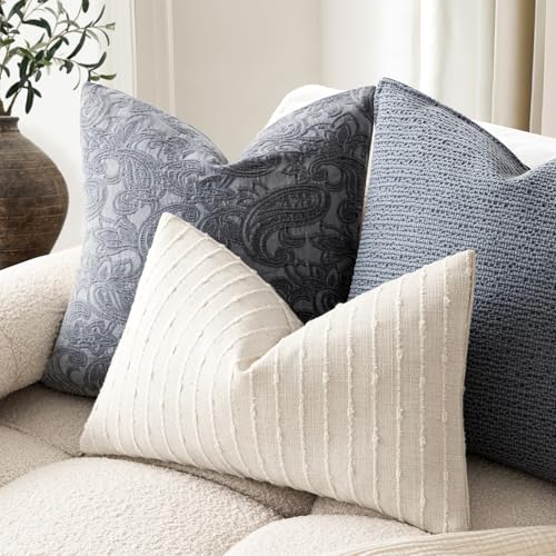 Foindtower Boho Striped Boucle Lumbar Throw Pillow Covers 12x20 Cream White - color: Cream White, size: 20" x 12" (Pack of 2)
