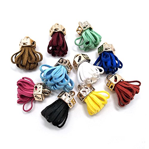 100Pcs 20mm Suede Flower Handmade Mini Tassels, Colorful Earring Tassels Assorted Colors Randomly (06) - color: 06