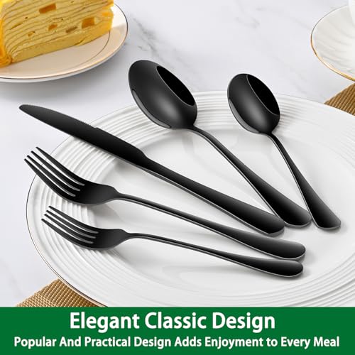 Black Soup Sooon,8 PCs 7.3 Inch Dinner Spoons,PVD Black Stainless Steel Table Spoons,Dishwasher Safe Metal Tablespoon for Home,Party or Restaurant - size: 8-Piece(Black)